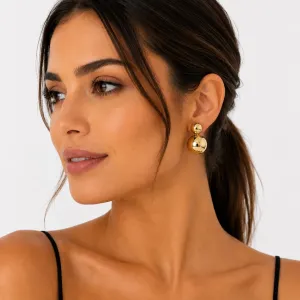 Brinco  liso 2 em 1 banhado a ouro 18k 