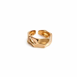 ANEL FORMATO ORGÂNICO AMASSADO BANHADO A OURO 18K AJUSTÁVEL
