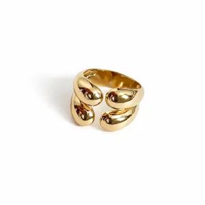 ANEL COM QUATRO ESFERAS BANHADO A OURO 18K AJUSTÁVEL