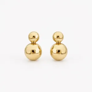 Brinco  liso 2 em 1 banhado a ouro 18k 