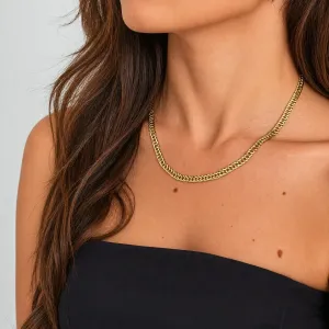 COLAR CORRENTE CHAPADA BANHADO A OURO 18K 45CM