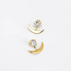 Brinco âncora com cristal banhado a ouro 18k