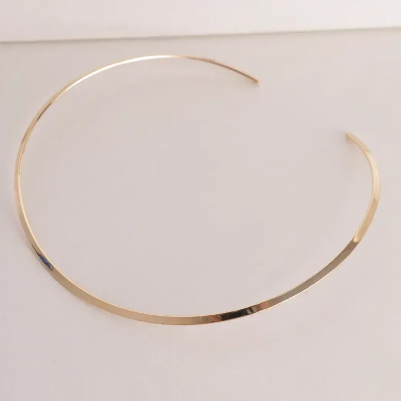 COLAR CHOKER ARO LISO BANHADO A OURO 18K