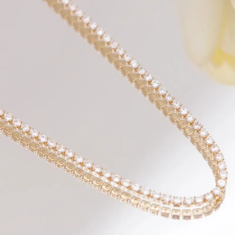 COLAR RIVIERA CRISTAIS BANHADO A OURO 18K AJUSTÁVEL 50CM