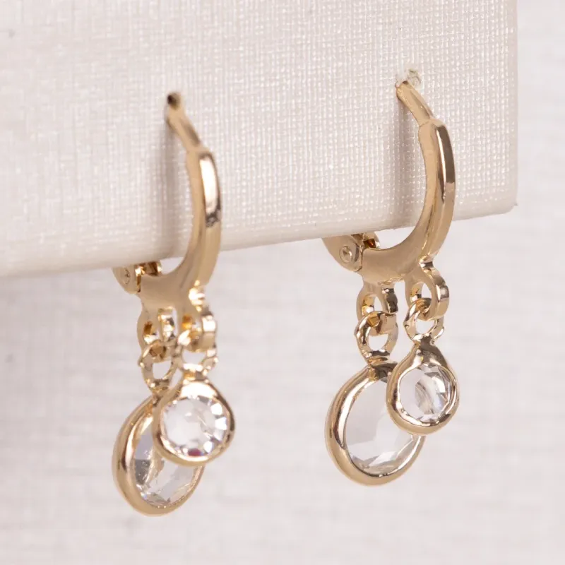 BRINCO ARGOLA PINGENTE CRISTAIS BANHADO A OURO 18K