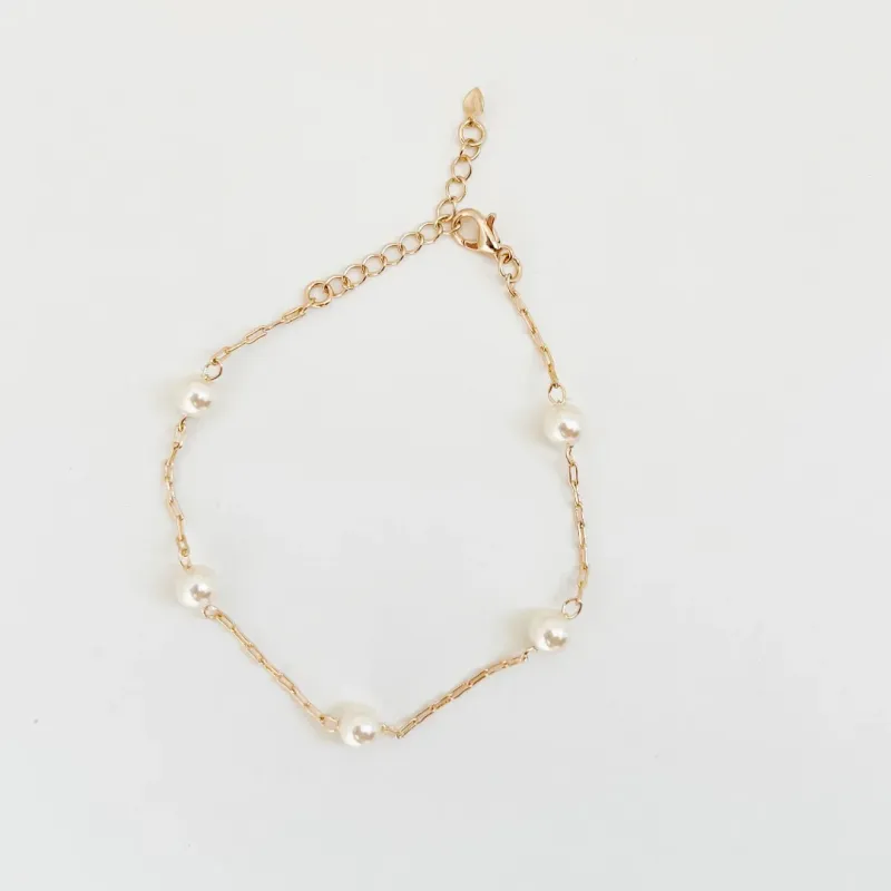 PULSEIRA PÉROLA SHELL 6MM BANHADO A OURO 18K
