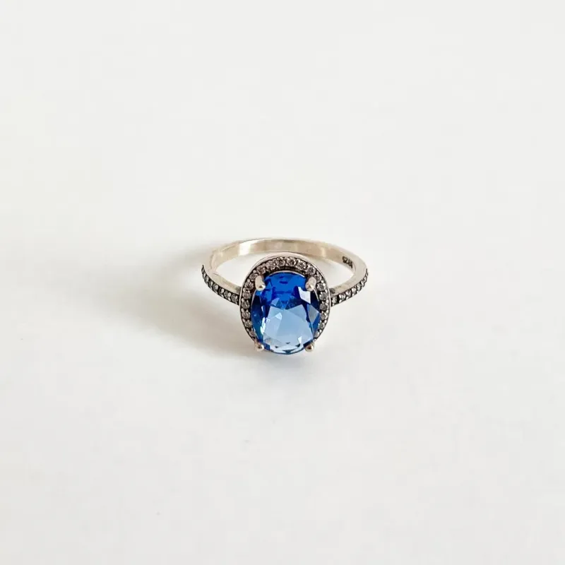 ANEL PRATA 925 PEDRA AZUL