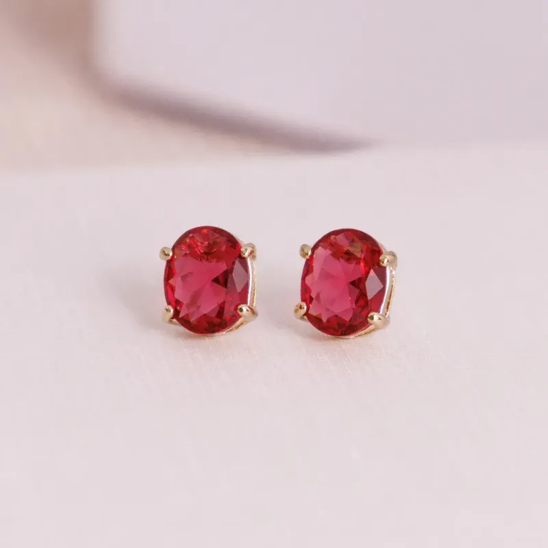 BRINCO ZIRCONIA MAGENTA BANHADO A OURO 18K