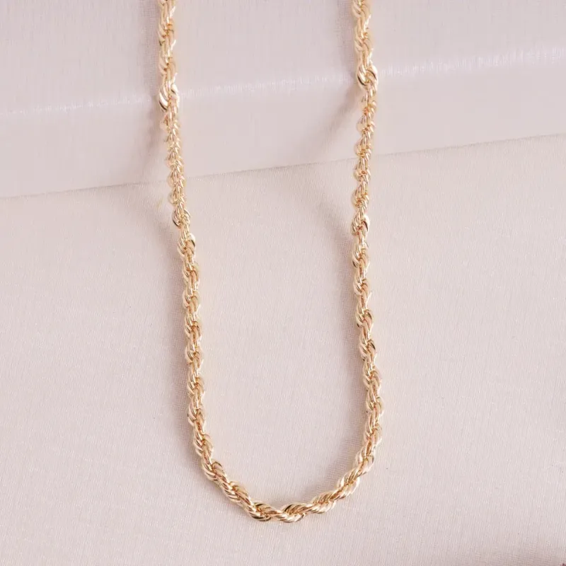 COLAR CORDÃO BAIANO 4MM BANHADO A OURO 18K AJUSTÁVEL 50CM