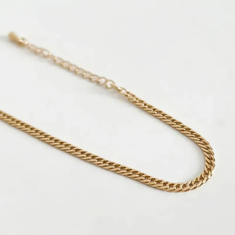 PULSEIRA CORRENTE ELO TRANÇADO BANHADO A OURO 18K
