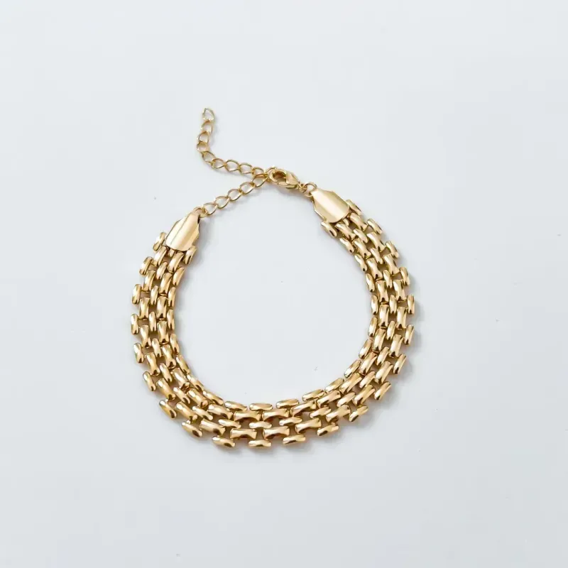 Pulseira Elos dupla camada banhado a ouro 18k