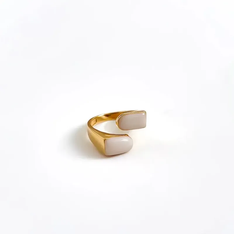 Anel Dual Luar Dourado banhado a ouro 18k Ajustável