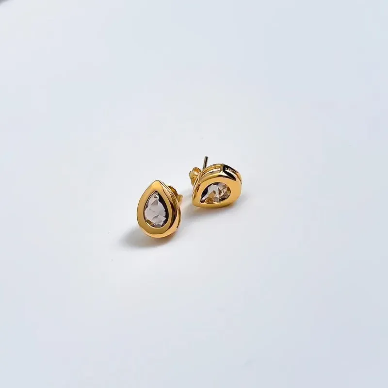 Brinco Gota com pedra Ametista banhado a ouro 18K