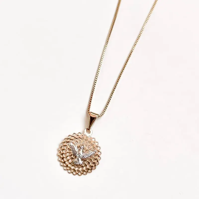 COLAR ESPIRITO SANTO COM APLIQUE DE RHODIUM BANHADO A OURO 18K 45CM