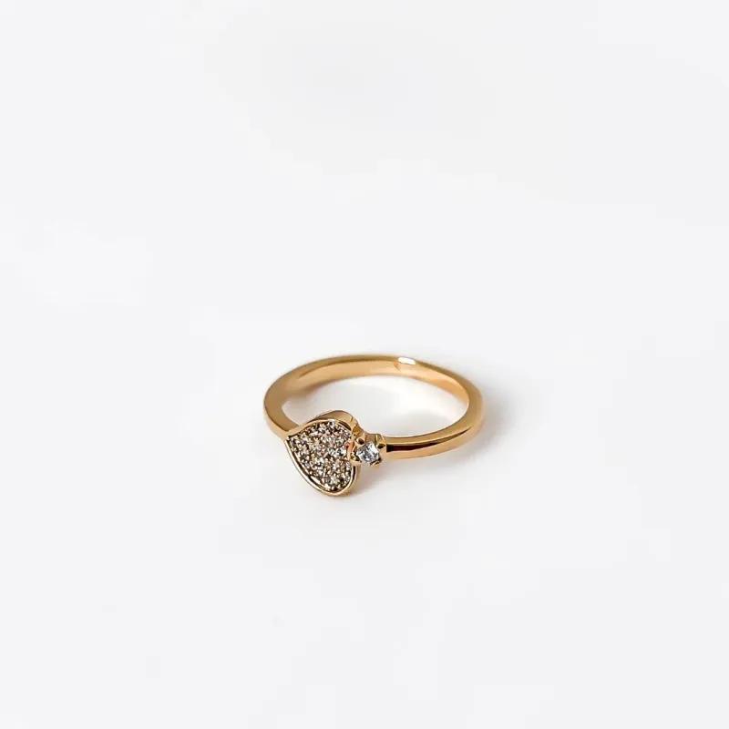 ANEL CORAÇÃO COM MICRO ZIRCÔNIA BANHADO A OURO 18K