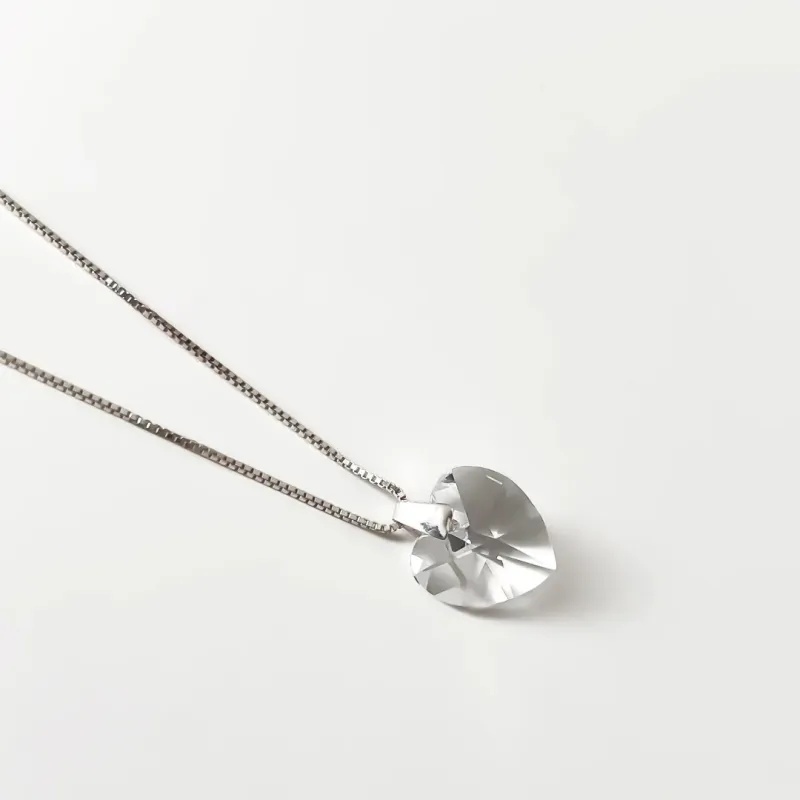 COLAR PRATA 925 CORAÇÃO SWAROVSKI 45CM
