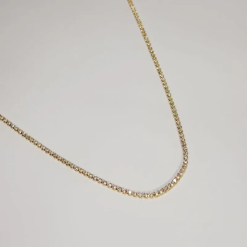 Colar riviera cristal banhado a ouro 18k ajustável 50cm