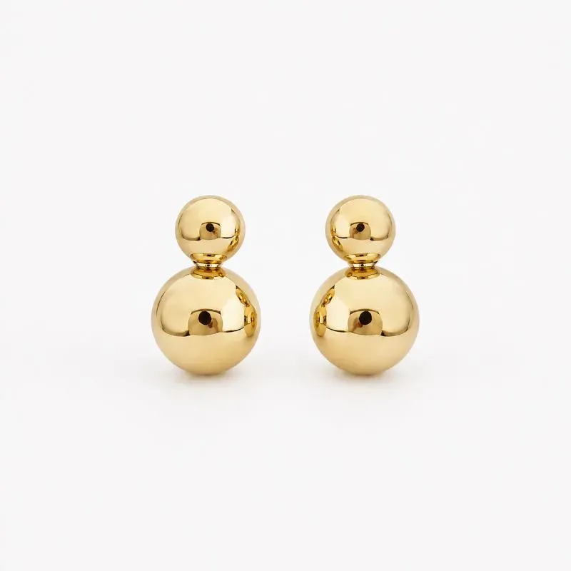 Brinco  liso 2 em 1 banhado a ouro 18k 