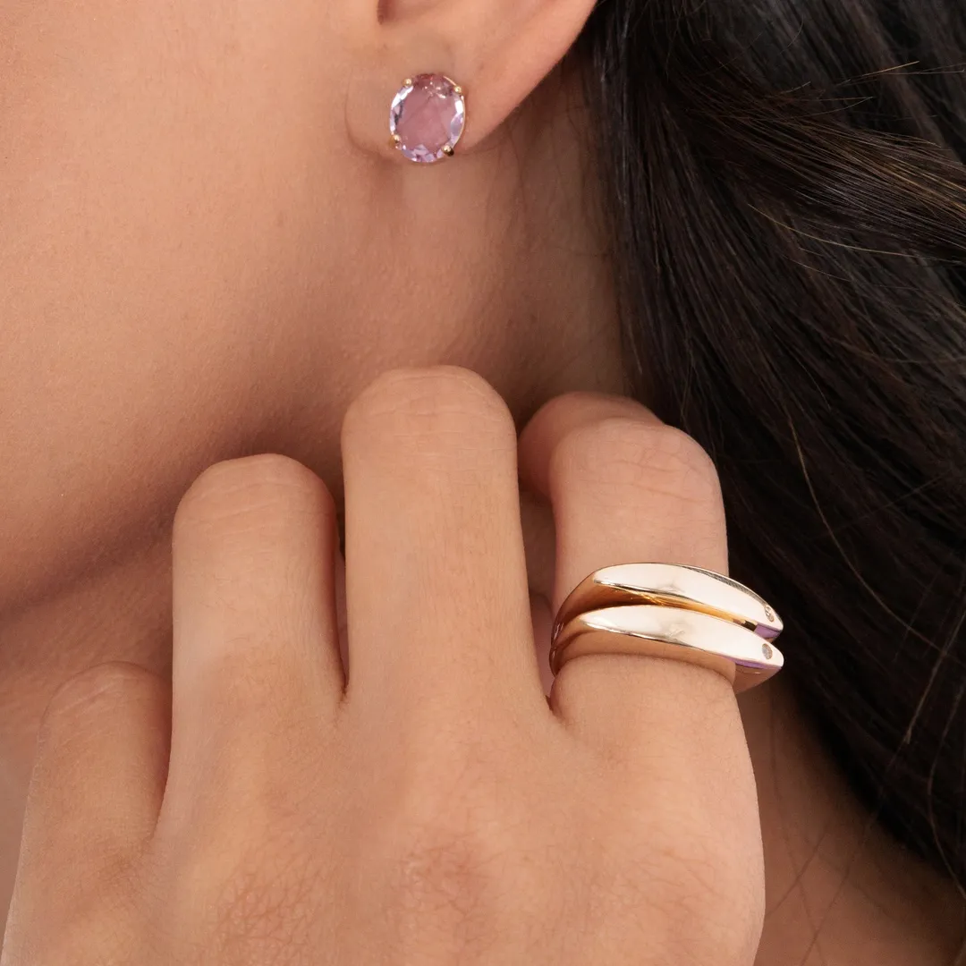 ANEL RETO COM UMA ZIRCONIA BANHADO A OURO 18K