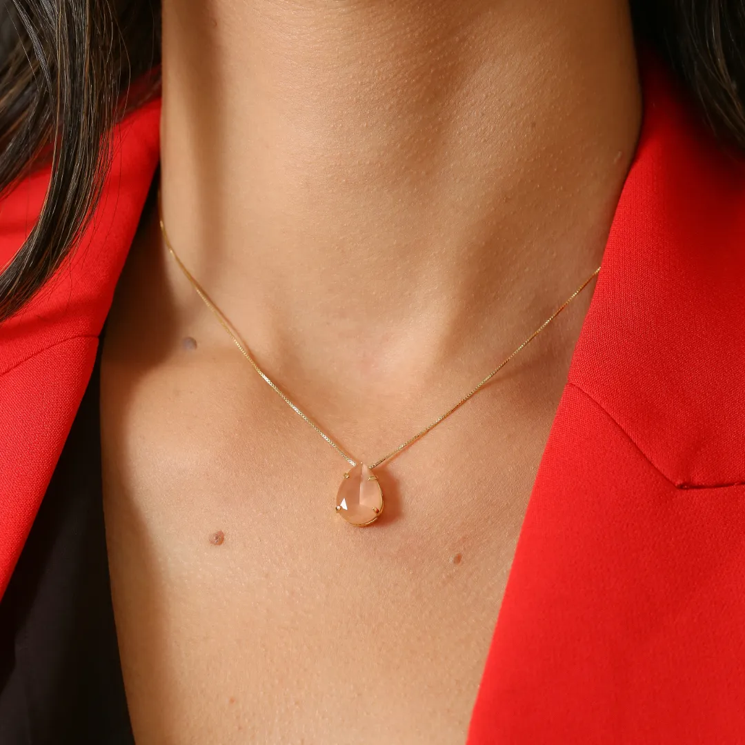 CONJUNTO GOTA ROSE BANHADO A OURO 18K