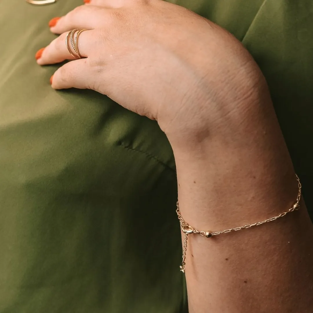 PULSEIRA COM ESFERAS LISA 4MM BANHADO A OURO 18K