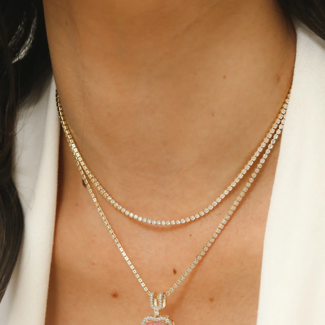 COLAR RIVIERA CRISTAIS BANHADO A OURO 18K AJUSTÁVEL 50CM