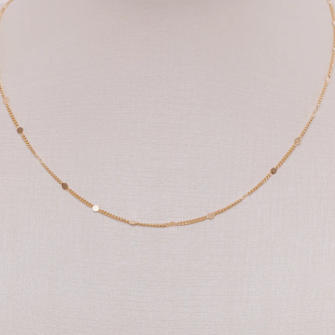 COLAR COM DETALHE CHAPA REDONDA LISA BANHADO A OURO 18K AJUSTÁVEL 42 CM