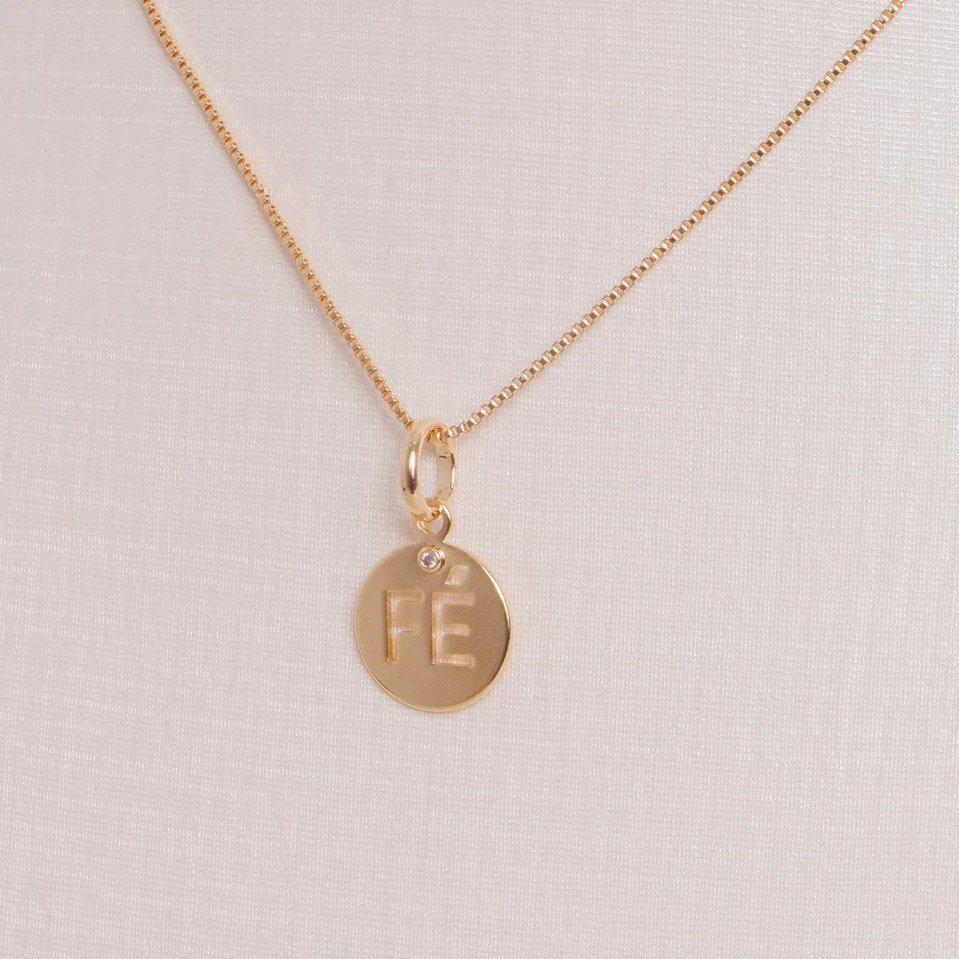 COLAR FÉ COM PEDRINHA DE ZIRCÔNIA BANHADO A OURO 18K