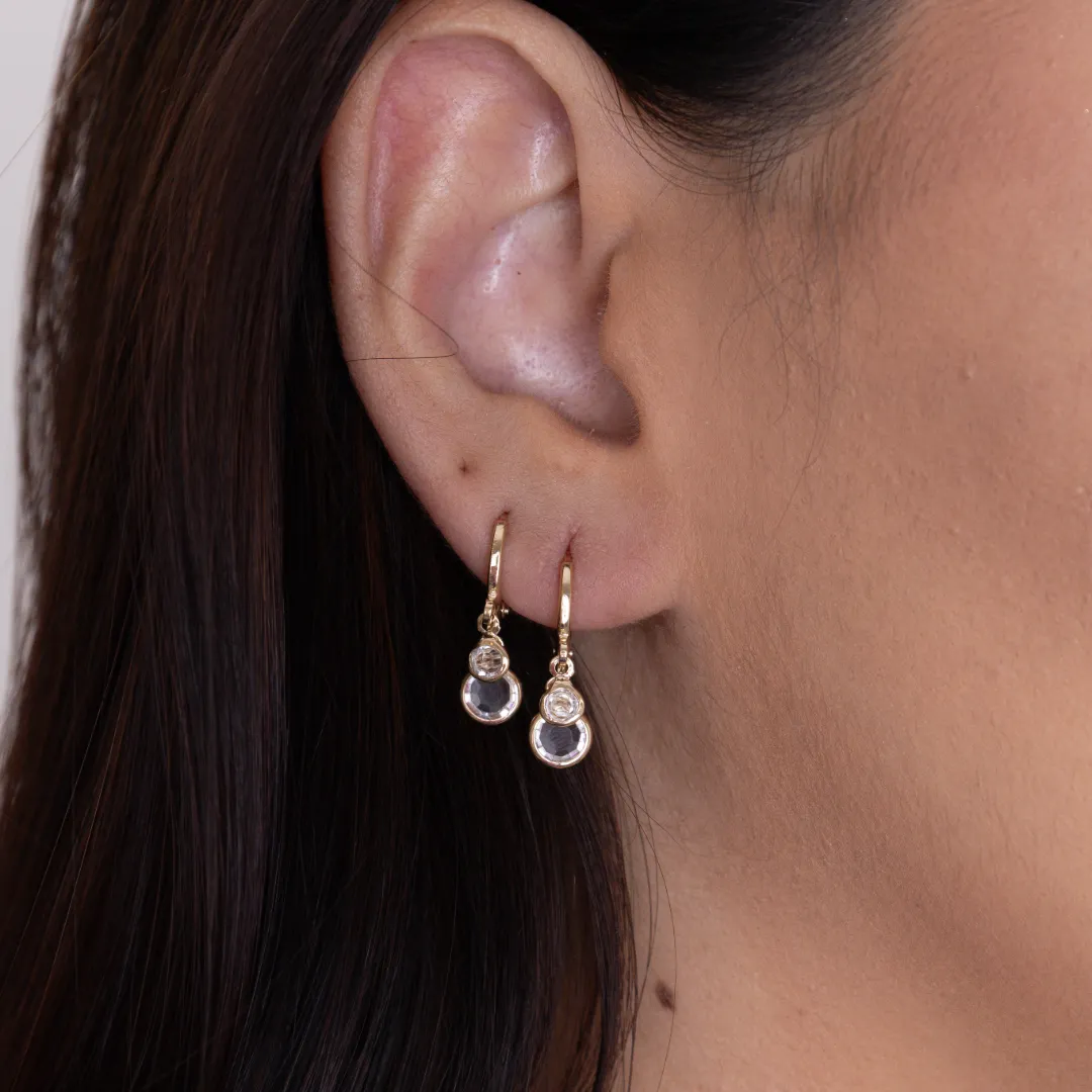 BRINCO ARGOLA PINGENTE CRISTAIS BANHADO A OURO 18K