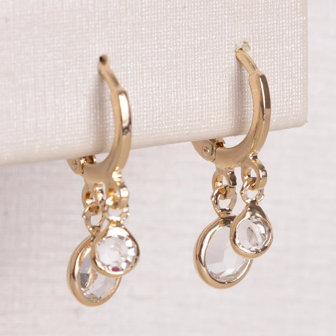 BRINCO ARGOLA PINGENTE CRISTAIS BANHADO A OURO 18K