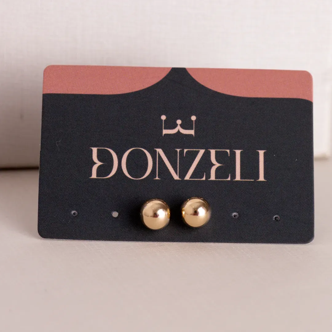 BRINCO BOLINHA DOURADA MÉDIA BANHADO A OURO 18K