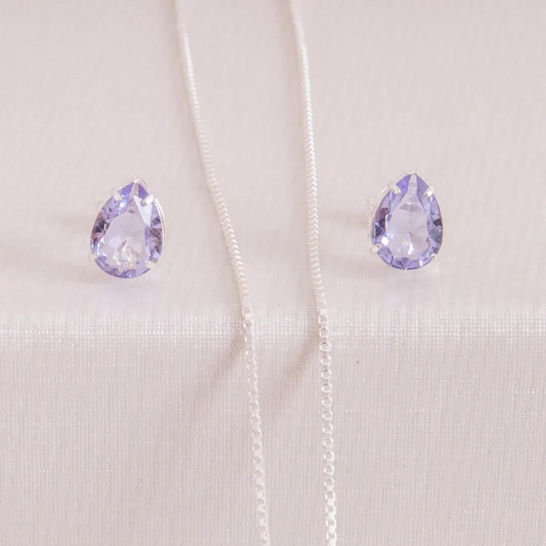 BRINCO PRATA 925 GOTA LAVANDA