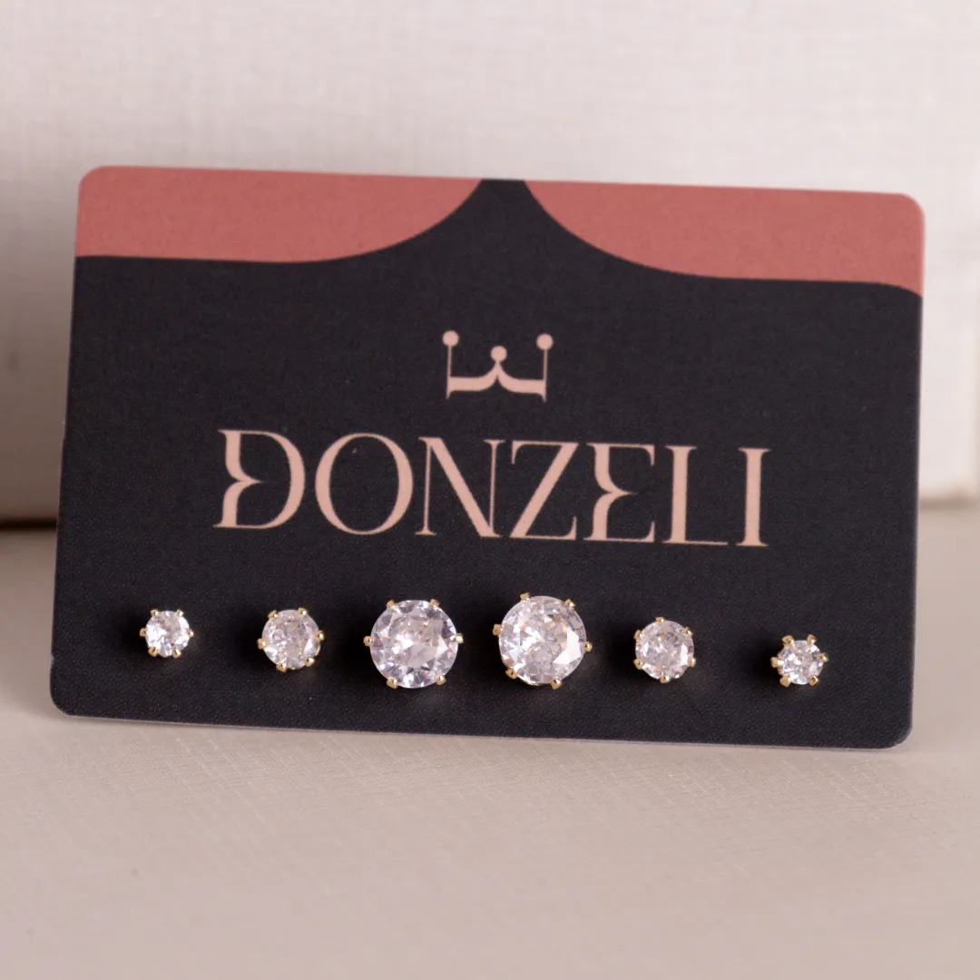 BRINCO TRIO PONTO DE LUZ BANHADO A OURO 18K