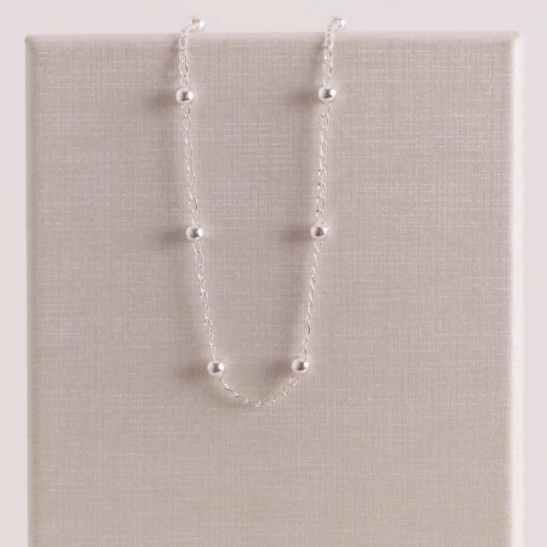 COLAR CHOKER PRATA 925 ESFERAS AJUSTÁVEL 40CM
