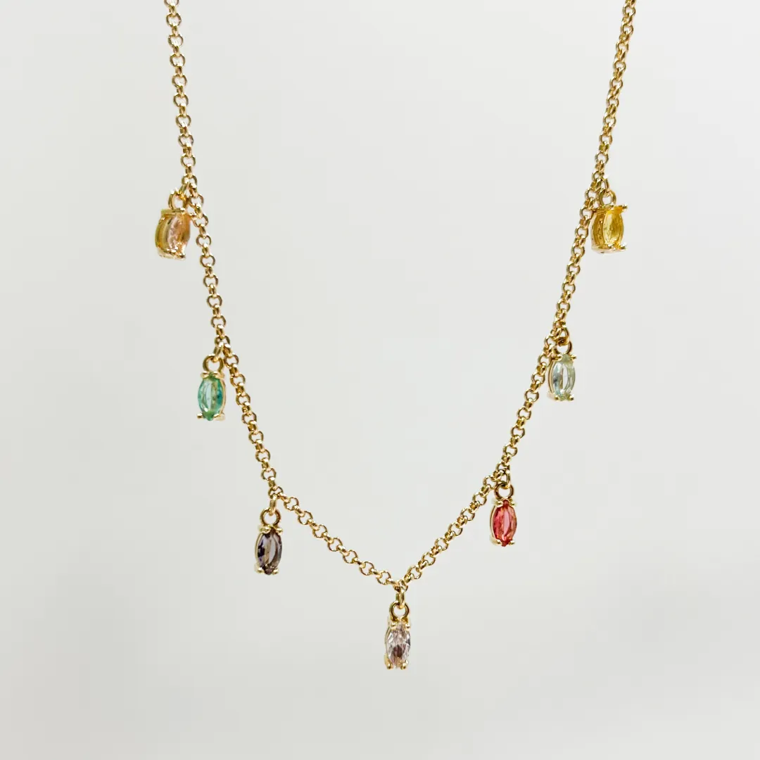 COLAR PENDURICALHO CRISTAL LAPIDADO BANHADO A OURO 18K AJUSTÁVEL 50CM