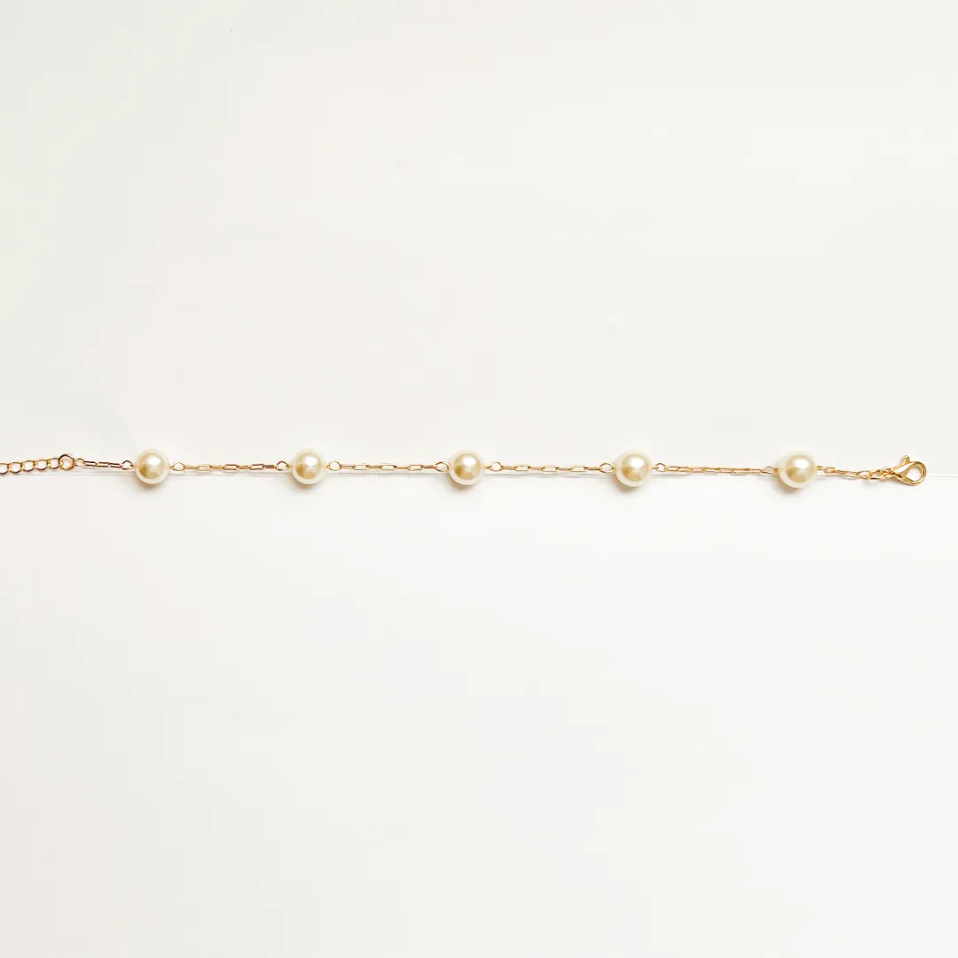 PULSEIRA PÉROLA SHELL 6MM BANHADO A OURO 18K