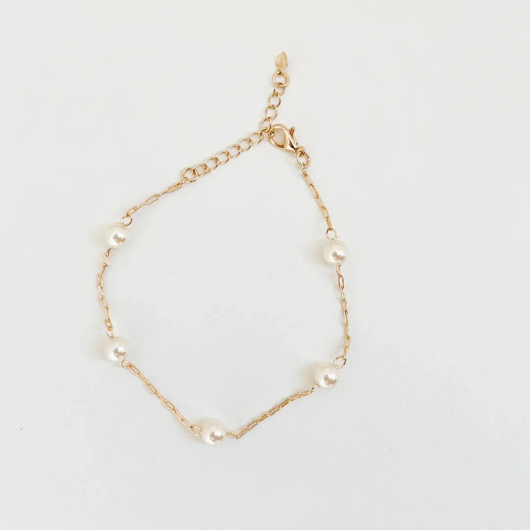 PULSEIRA PÉROLA SHELL 6MM BANHADO A OURO 18K