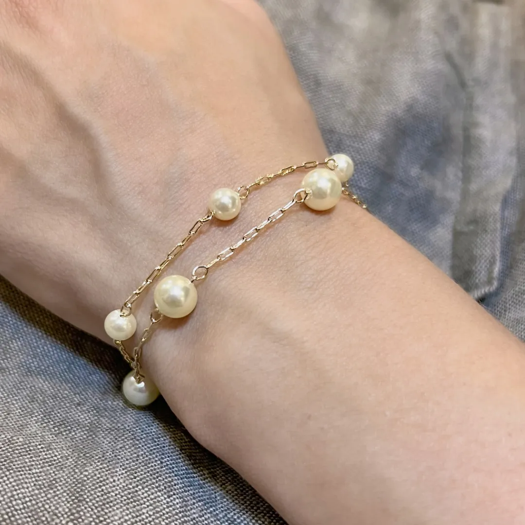 PULSEIRA PÉROLA SHELL 8MM BANHADO A OURO 18K