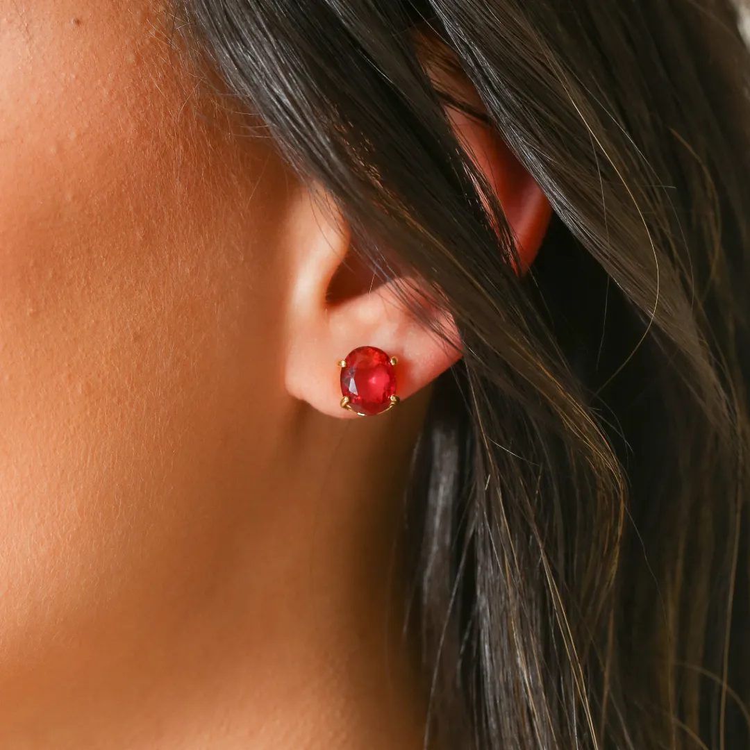 BRINCO ZIRCONIA MAGENTA BANHADO A OURO 18K