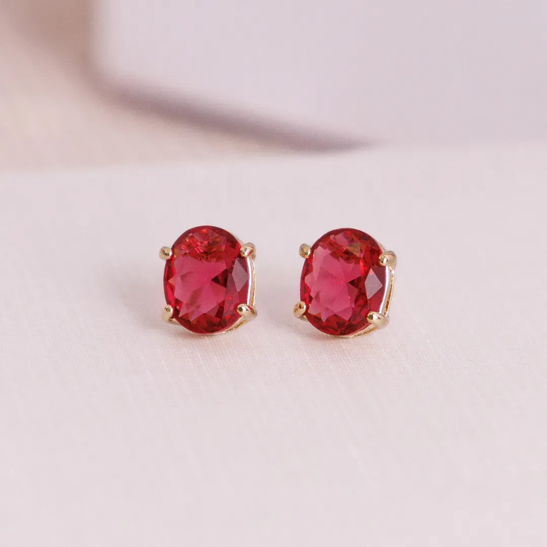 BRINCO ZIRCONIA MAGENTA BANHADO A OURO 18K