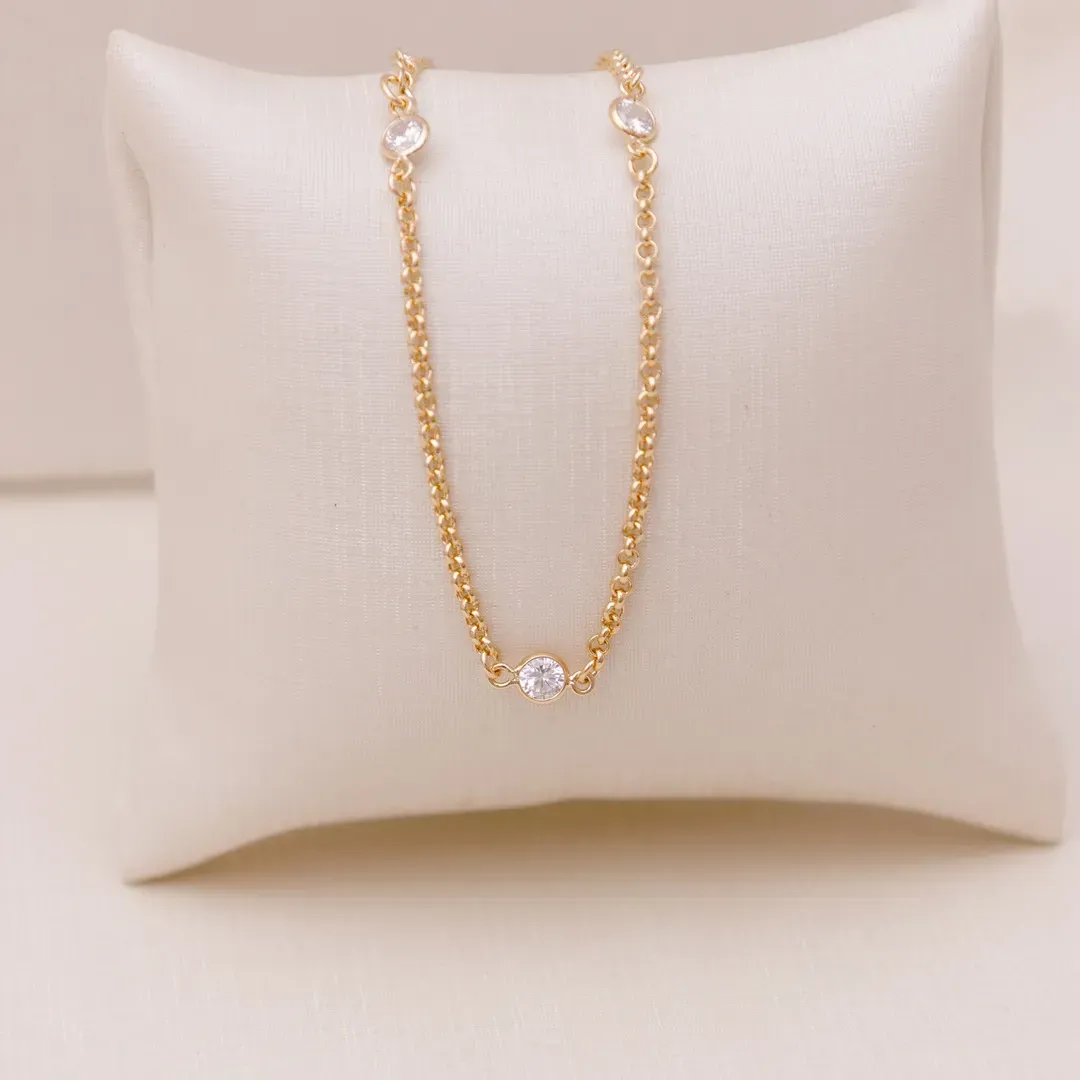 PULSEIRA 4 CRISTAIS BANHADO A OURO 18k