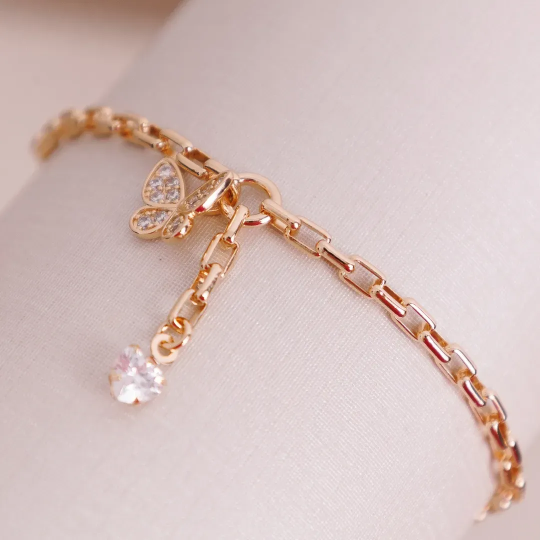 PULSEIRA BORBOLETA 18CM BANHADO A OURO 18k