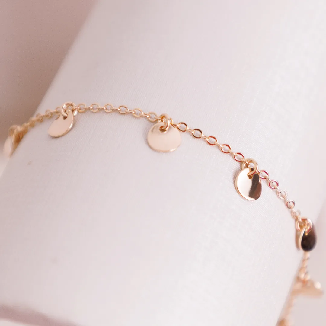 PULSEIRA PENDANTES REDONDO E LISO BANHADO A OURO 18K