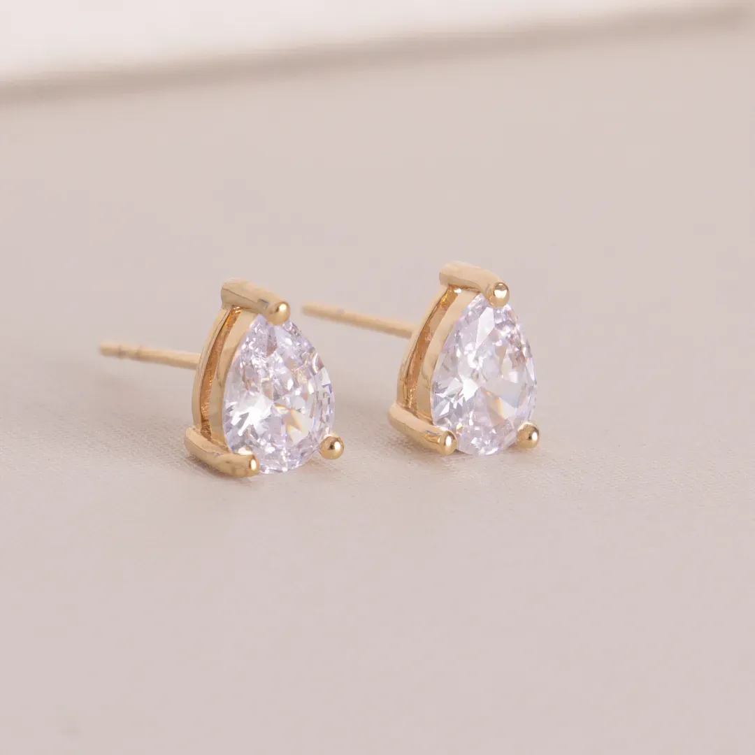 BRINCO GOTA CRISTAL BANHADO A OURO 18K