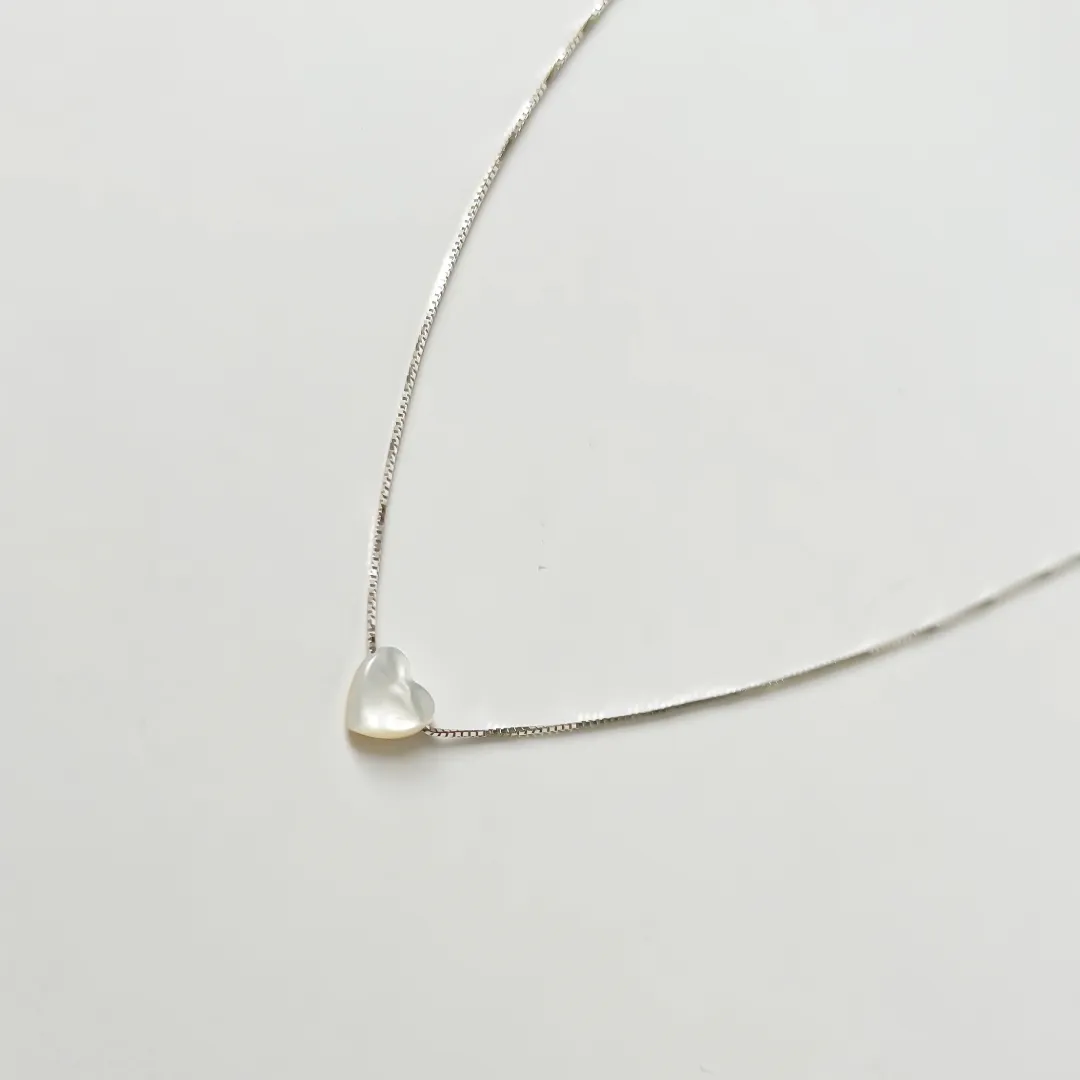 COLAR PRATA 925 CORAÇÃO MADREPEROLA 42CM