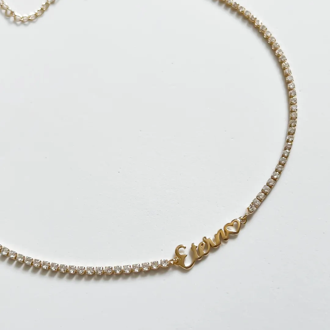 Colar choker riviera eterno banhado a ouro 18k 42 cm Ajustável