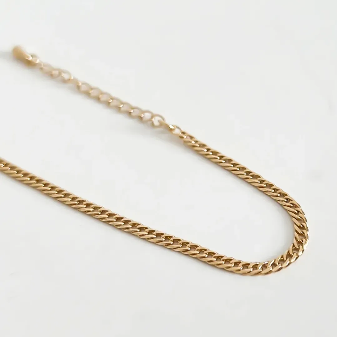 PULSEIRA CORRENTE ELO TRANÇADO BANHADO A OURO 18K