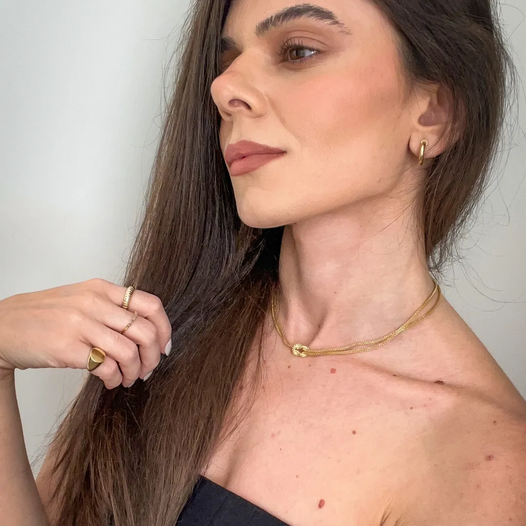 COLAR NÓ TELINHA BANHADO A OURO 18K 45CM