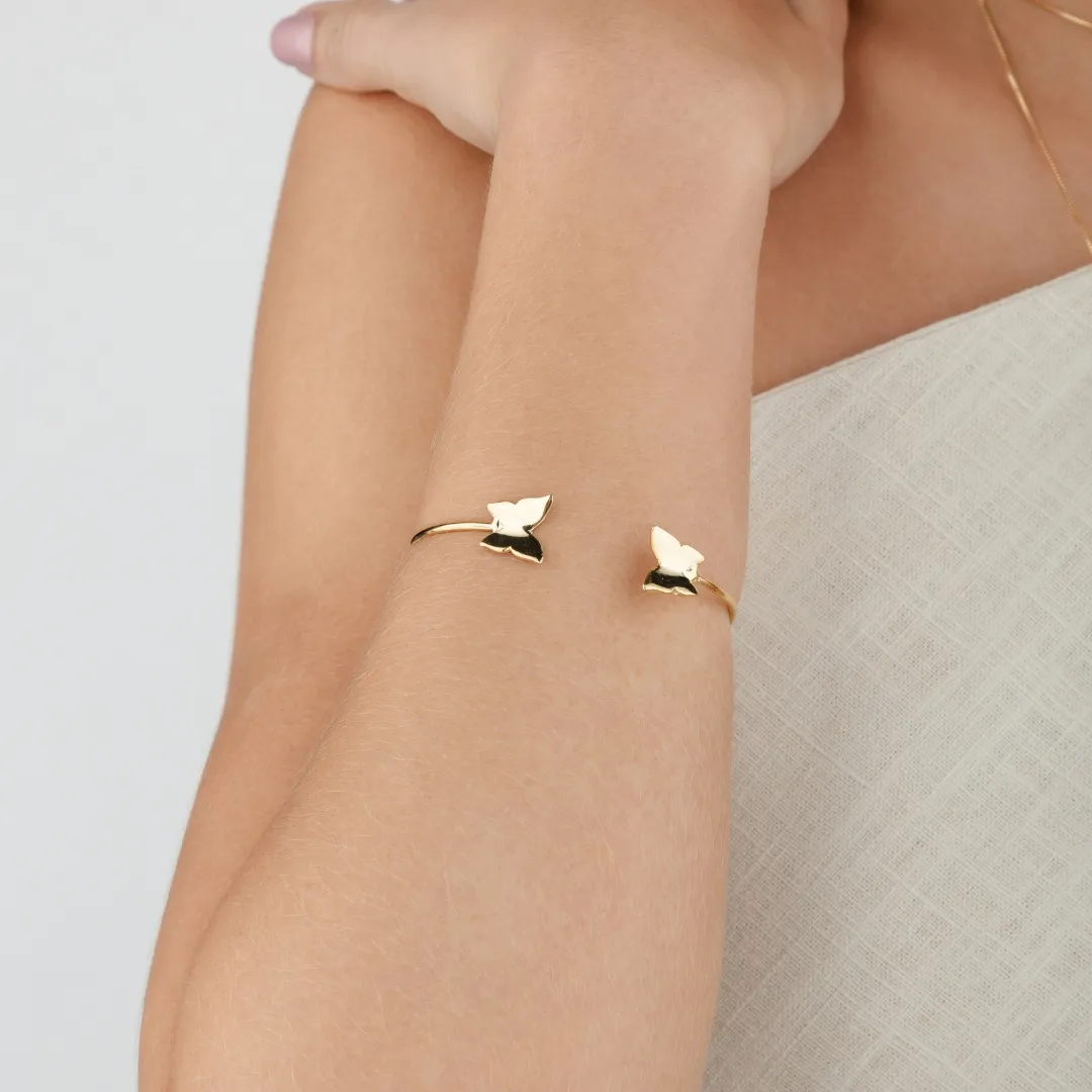 Bracelete de Borboletas banhado a ouro 18k