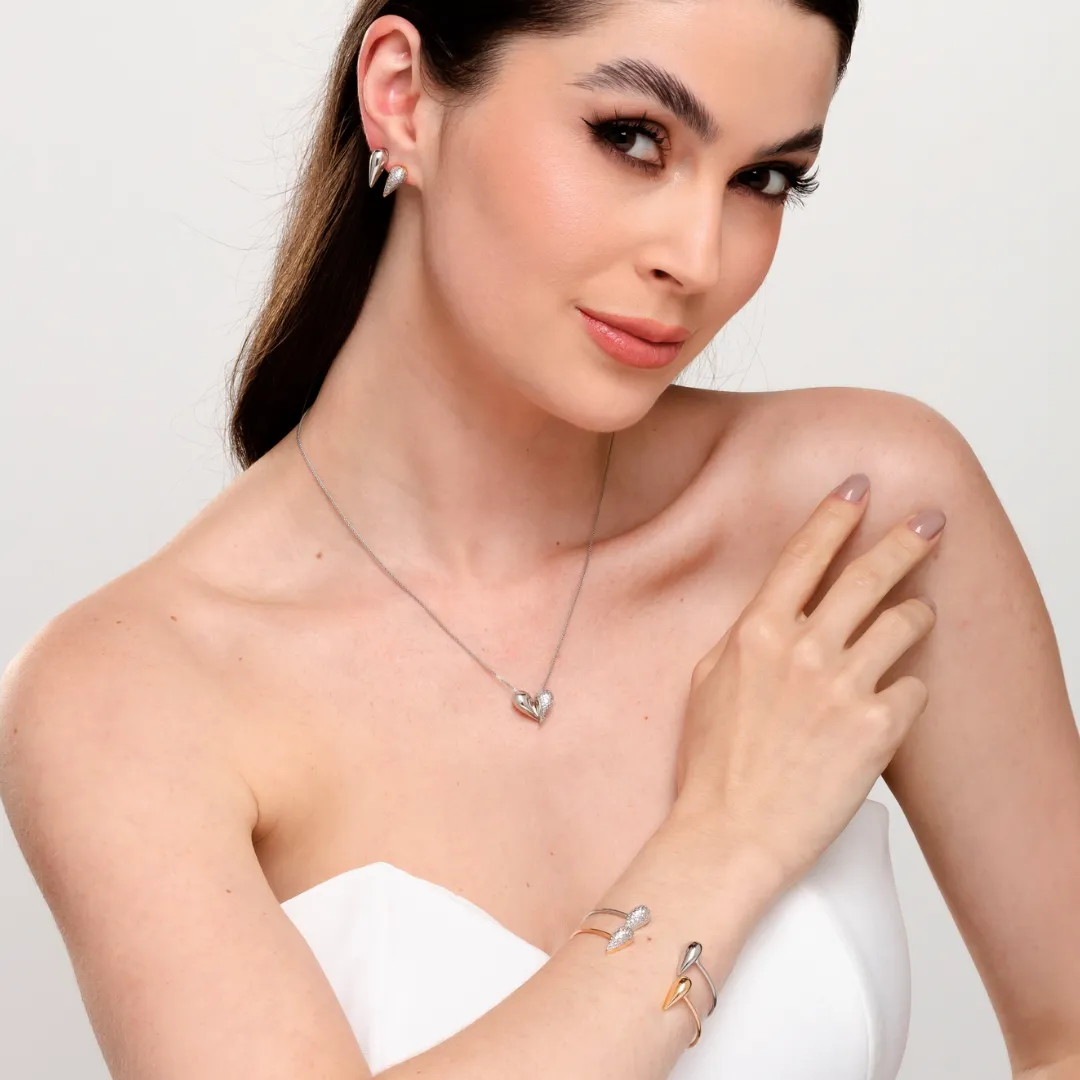 Bracelete Gota Lisa e gota Cravejada em zircônias Banhado a ouro 18K